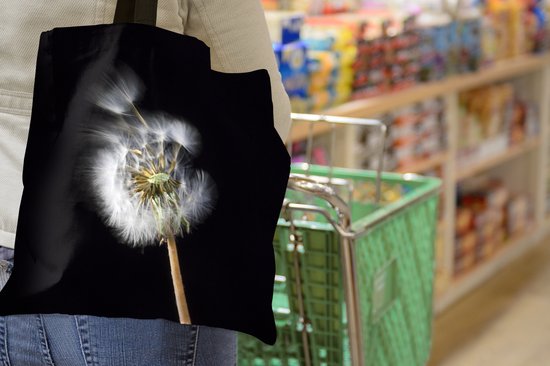 Sac bandoulière - Sac de plage - Shopper Une fleur de pollen sur fond noir - 45x45 cm - Sac en coton