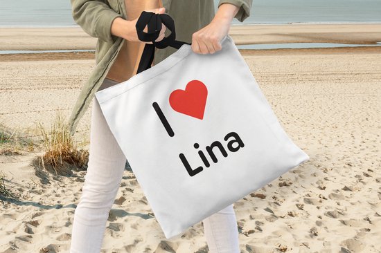 MuchoWow® Schoudertas - Strandtas - Big Shopper - Boodschappentas - I love - Lina - Meisje - 40x40 cm - Katoenen tas