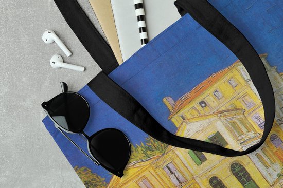 Sac bandoulière MuchoWow® - Sac de plage - Grand Shopper - Sac shopping - La maison jaune - Vincent van Gogh - 40x40 cm - Sac en coton