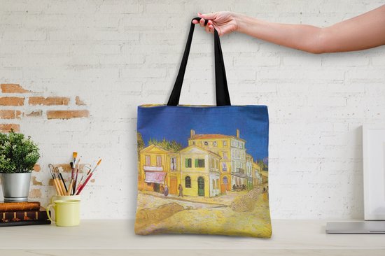 Sac bandoulière MuchoWow® - Sac de plage - Grand Shopper - Sac shopping - La maison jaune - Vincent van Gogh - 40x40 cm - Sac en coton