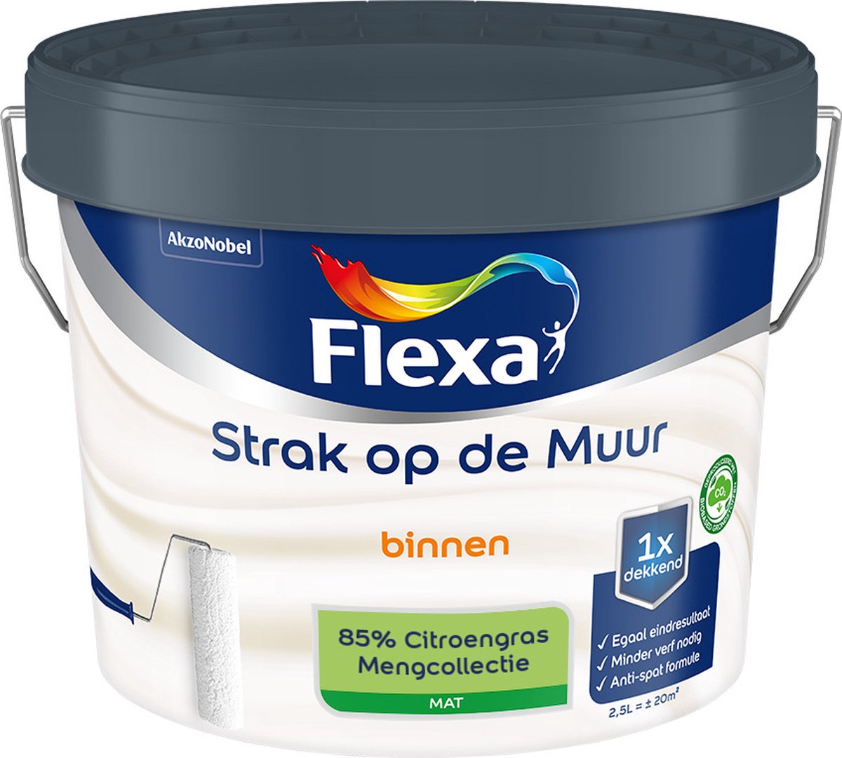 Flexa - Strak op de muur - Muurverf - Mengcollectie - 85% Citroengras - 2,5 liter