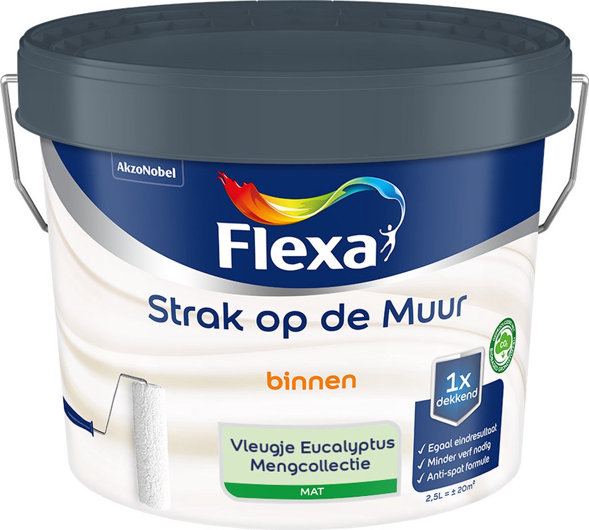 Flexa - Strak op de muur - Muurverf - Mengcollectie - Vleugje Eucalyptus - 2,5 liter