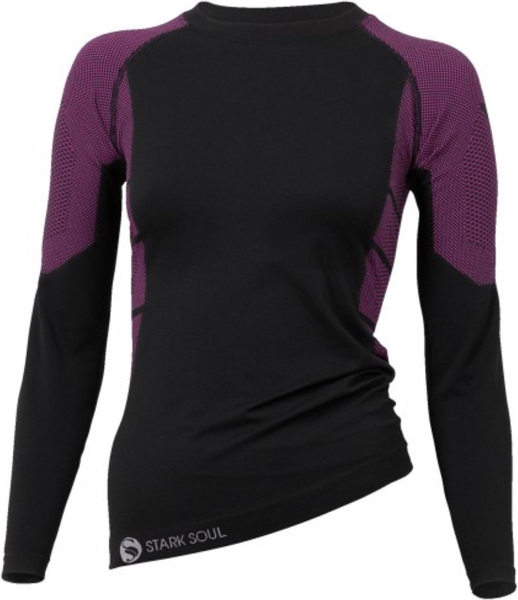 Dames thermoshirt met lange mouwen - Zwart/Roze - Maat L/XL