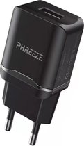 Prise USB Certifiée Phreeze® - Chargeur Rapide 2.1A - Chargeur Secteur - Pour iPad, iPhone, Samsung, Galaxy Tab, GSM, Smartphone - Prise - Adaptateur USB - Chargeur USB