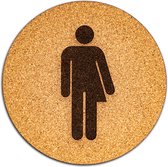 Wc bordje – Genderneutraal – Rond – Kurk – 10 x 10 cm - Toilet bordje – Deurbord – Zelfklevend