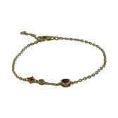 Silventi 9SIL-22390 Bracelet Argent - Femme - Zircone - Rouge - Diamètre 5, 3,5 et 3 mm - Lien Ancre - 17 + 1 + 1 cm - Largeur 1,3 mm - Argent - Plaqué Or (Plaqué Or / Or sur Argent)
