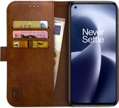 Rosso Element Book Case Wallet Hoesje Geschikt voor OnePlus Nord 2T | Portemonnee | 3 Pasjes | Magneetsluiting | Stand Functie | Bruin