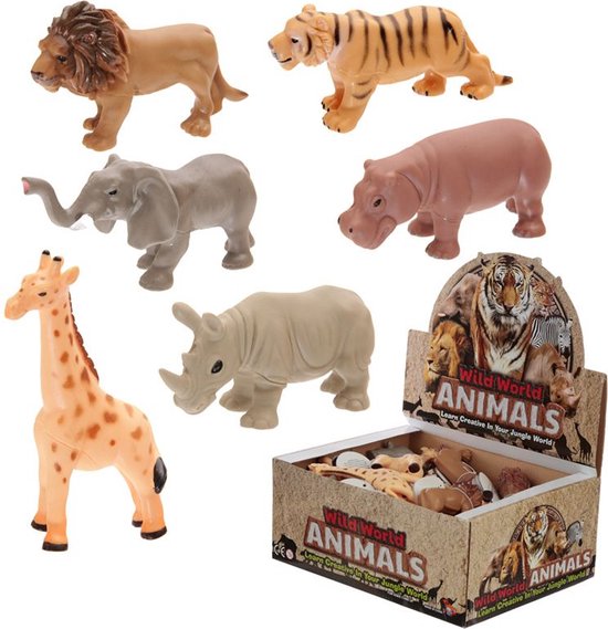 Afbeelding van het spel Wilde dieren set, zacht en knijpbaar - 6x dieren