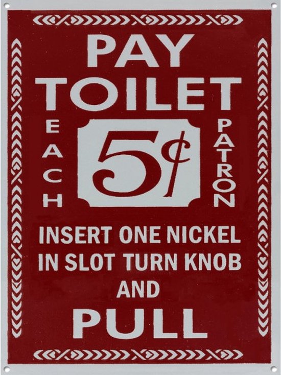 Wandbord - Pay Toilet - Leuk Voor Op Het Toilet