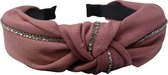 Jessidress® Dames Haar Diadeem Foulard Style Hoofdband met strass - Roze