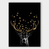 Poster Golden Deer - Plexiglas - 100x140 cm  | Wanddecoratie - Interieur - Art - Wonen - Schilderij - Kunst