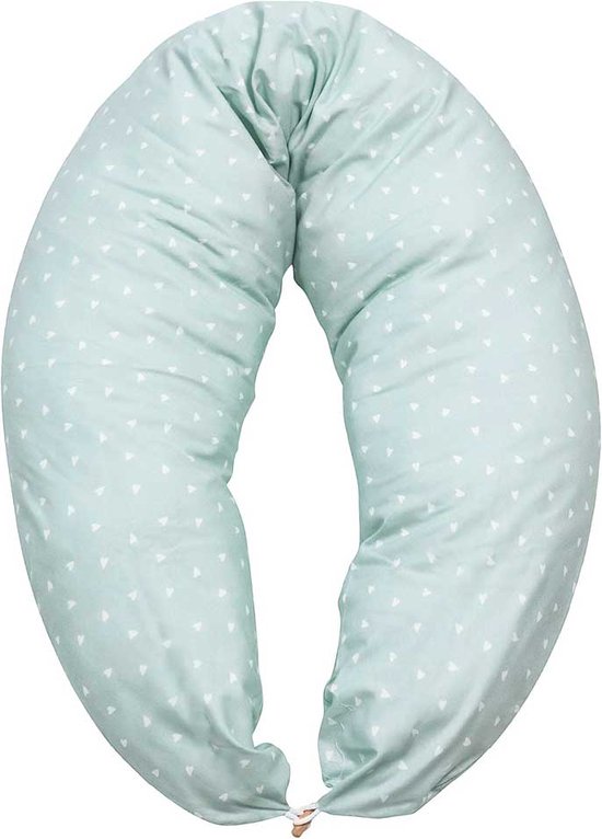Voedingskussen - Hobea voedingskussen - pastelgroen met hartjes