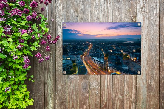 Tuinposters buiten Zonsopkomst in de Duitse stad Bonn - 90x60 cm - Tuindoek - Buitenposter