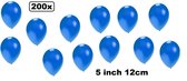 200x Mini ballon metallic blauw 5 inch(12cm) met ballonpomp - Festival thema feest party verjaardag huwelijk