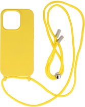 iPhone 14 Pro Hoesje Backcover Telefoonhoesje met Koord - 2.5mm Dikke - Geel