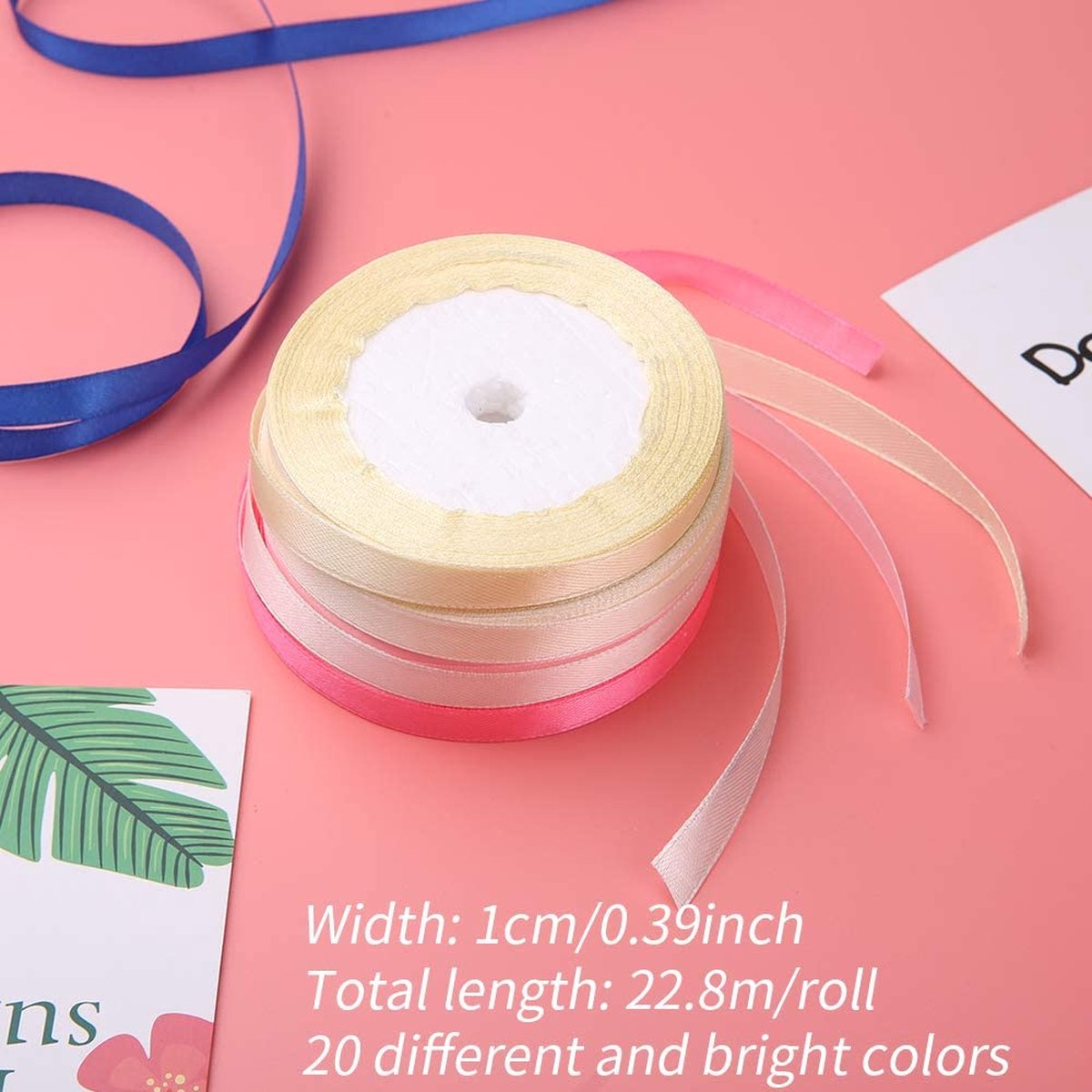 MONTKIARA Satin ribbon, gift ribbon, gift ribbons, satin ribbons, ribbon ribbon fabric ribbon, 20 pieces wedding decorative ribbons, 20 colours silk ribbons for wedding decoration, cake decoration.