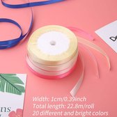 22.8m / Roll 10 Colors Fabric Ribbon Roll Of Silk Satin Ribbons