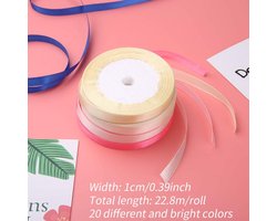 MONTKIARA Satin ribbon, gift ribbon, gift ribbons, satin ribbons, ribbon ribbon fabric ribbon, 20 pieces wedding decorative ribbons, 20 colours silk ribbons for wedding decoration, cake decoration.