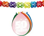 Folat Party 50e jaar/Sarah verjaardag feestartikelen versiering - 16x ballonnen/2x slingers van 6 meter