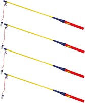 Lampionstokjes - 4x - rood/blauw/geel - met lichtje - 50 cm