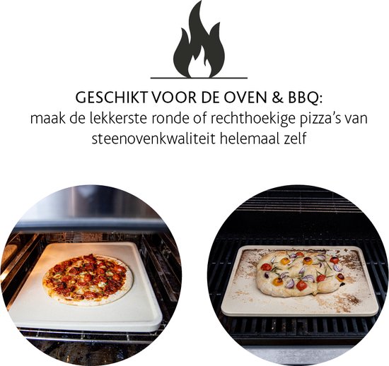 Blumtal Pizzasteen voor oven en grill, hoekig, van cordierietsteen tot 900 °C, pizzasteen voor brood en pizza