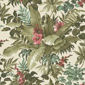 Dutch Wallcoverings - Asperia - Canopée blanc/vert/rose - papier peint intissé - 10m x 53cm - A55802