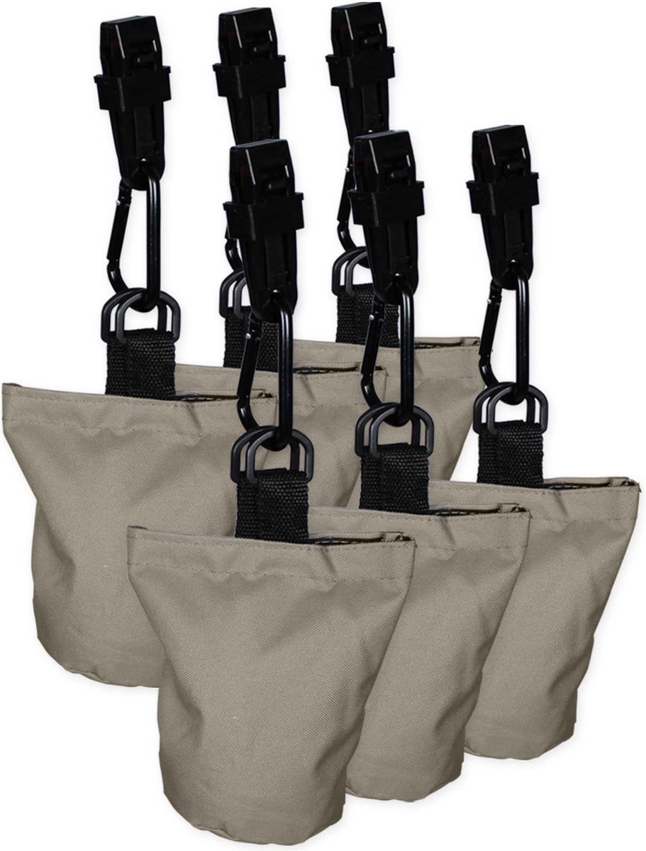 Raffles Covers Tuinkussenhoes / Kussentas - 15 x 15 H: 15 cm - RSBAG6 - Waterafstotend - Ademend - UV-bestendig - Opberghoes tuinkussens - Taupe - 6 stuks