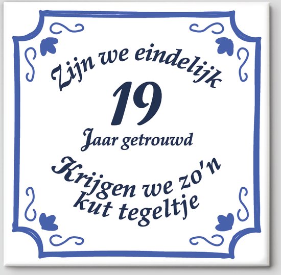 Cadeau de mariage 19 ans | Spell Tile - Sommes-nous enfin mariés depuis 19  ans, nous... | bol.com