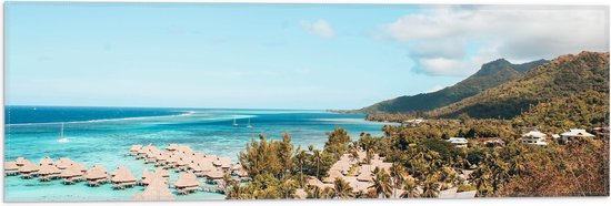 WallClassics - Drapeau - Cabanes dans l' Water sur une île tropicale - Photo 60x20 cm sur drapeau en polyester