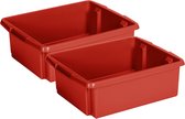 Sunware Opslagbox - 2 stuks - kunststof 17 liter rood 45 x 36 x 14 cm