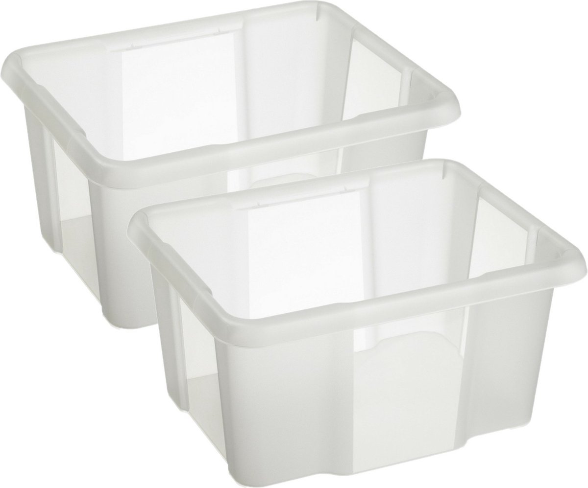 Sunware Opslagbox - 2 stuks - kunststof 24 liter transparant 42 x 33 x 22 cm