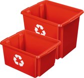 Sunware opslagboxen kunststof rood set van 5x in formaten 32 en 45 liter