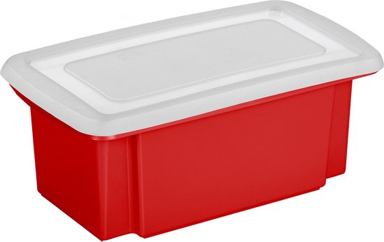 parallel Hoe systeem Sunware 1x stuks opslagbox kunststof 7 liter rood 38 x 21 x 14 cm met  afsluitbare deksel | bol.com