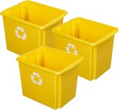 Sunware Boîte de rangement - 3 pièces - plastique 45 litres jaune 45 x 36 x 36 cm