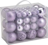 Wurm Kerstballen - 50st - kunststof - lila paars - 3-4-6 cm