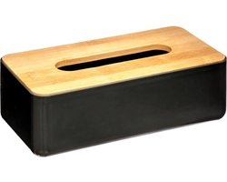 foto van Tissuedoos - Zwart - Bamboe - 13 x 26 x 8.8 cm