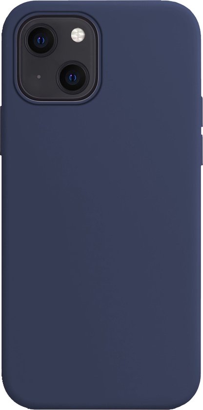 Coque pour iPhone 14 Coque en Siliconen avec 2x protecteurs d'écran - Coque pour iPhone 14 Coque avec 2x protecteurs d'écran Verre de protection encoche fermée - Blauw foncé