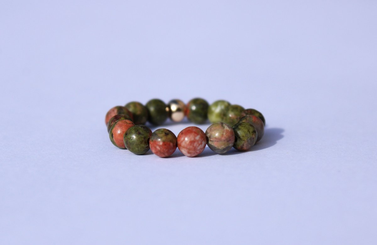 Bixorp Gems Edelsteen Ring van Drakenbloedsteen (Dragon Bloodstone) - 4mm Kralen Ring - Cadeau voor haar
