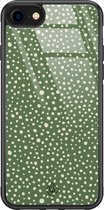 Casimoda® hoesje - Geschikt voor iPhone SE (2020) - Green Dots - Luxe Hard Case Zwart - Backcover telefoonhoesje - Groen