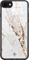 Casimoda® hoesje - Geschikt voor iPhone SE (2020) - Marmer Goud - Luxe Hard Case Zwart - Backcover telefoonhoesje - Goudkleurig