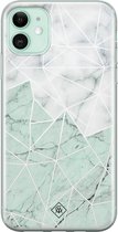 Casimoda® hoesje - Geschikt voor iPhone 11 - Marmer mint mix - Siliconen/TPU - Mint