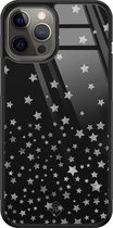 Casimoda® hoesje - Geschikt voor iPhone 12 Pro Max - Falling Stars - Luxe Hard Case Zwart - Backcover telefoonhoesje - Zwart