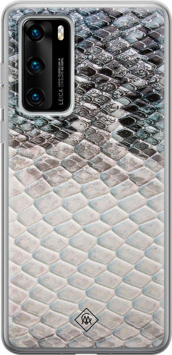 Huawei P40 hoesje - Oh my snake - Siliconen telefoonhoesje - TPU case - Blauw - Slangenprint - Casimoda