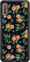 Casimoda® hoesje - Geschikt voor Samsung Galaxy A7 (2018) - Fruit / Sinaasappel - Zwart TPU Backcover - Geen opdruk - Groen