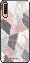 Casimoda® hoesje - Geschikt voor Samsung Galaxy A50 - Stone grid marmer / Abstract marble - Zwart TPU Backcover - Geometrisch patroon - Roze
