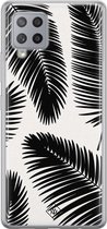 Casimoda® hoesje - Geschikt voor Samsung A42 - Palm Leaves Silhouette - Backcover - Siliconen/TPU - Zwart