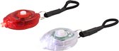 Fietslampjes Rood en Wit - 3 standen - Met Koord - Inclusief batterij | Mini-ledlampjes - Fietslamp - Lampen - Ledverlichting | Ook voor wandelaars | Energiezuinige verlichting