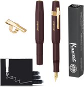 Kaweco - CLASSIC SPORT BORDEAUX Fountain Pen - Extra Breed - Oktogonal Clip Vergoldet - Doosje Vullingen