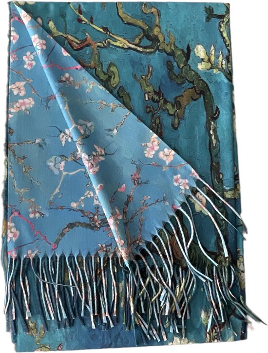 Echarpe Longue - 2 Faces - Imprimé Fleurs - Blauw/ Vert - 180 x 67 cm (22-64)