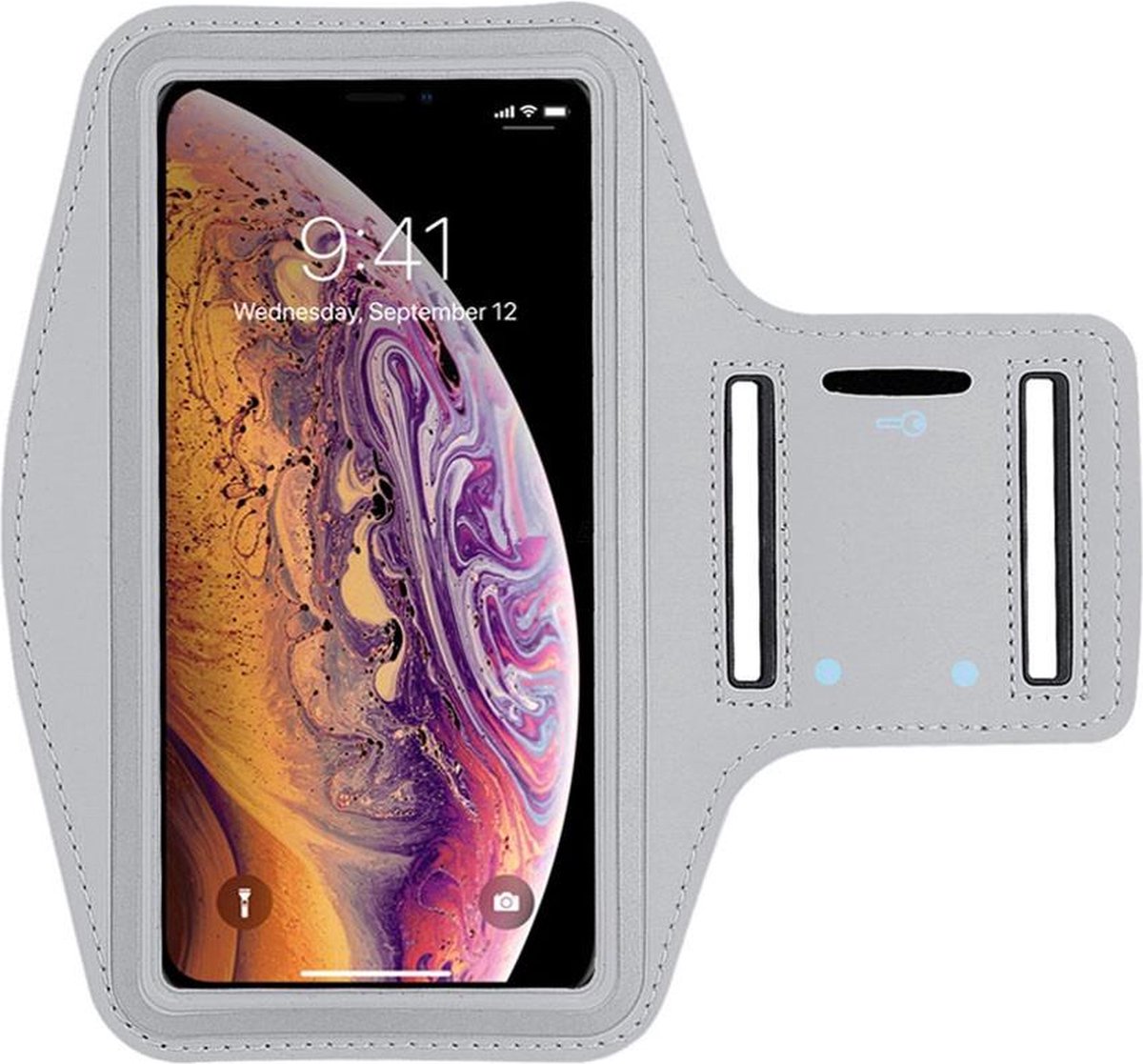 Sportarmband - Geschikt voor: iPhone 11 Pro 12 Pro 13 Pro 14 Pro 15 Pro hoesje - Sportband - Hardloop armband - Sport armband - Hardloop houder - Grijs